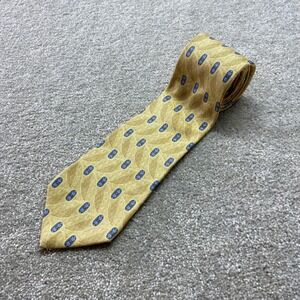 RBM‎ Silk Necktie Mens One Size Gold Blue Geometric Medallion Pattern Tie